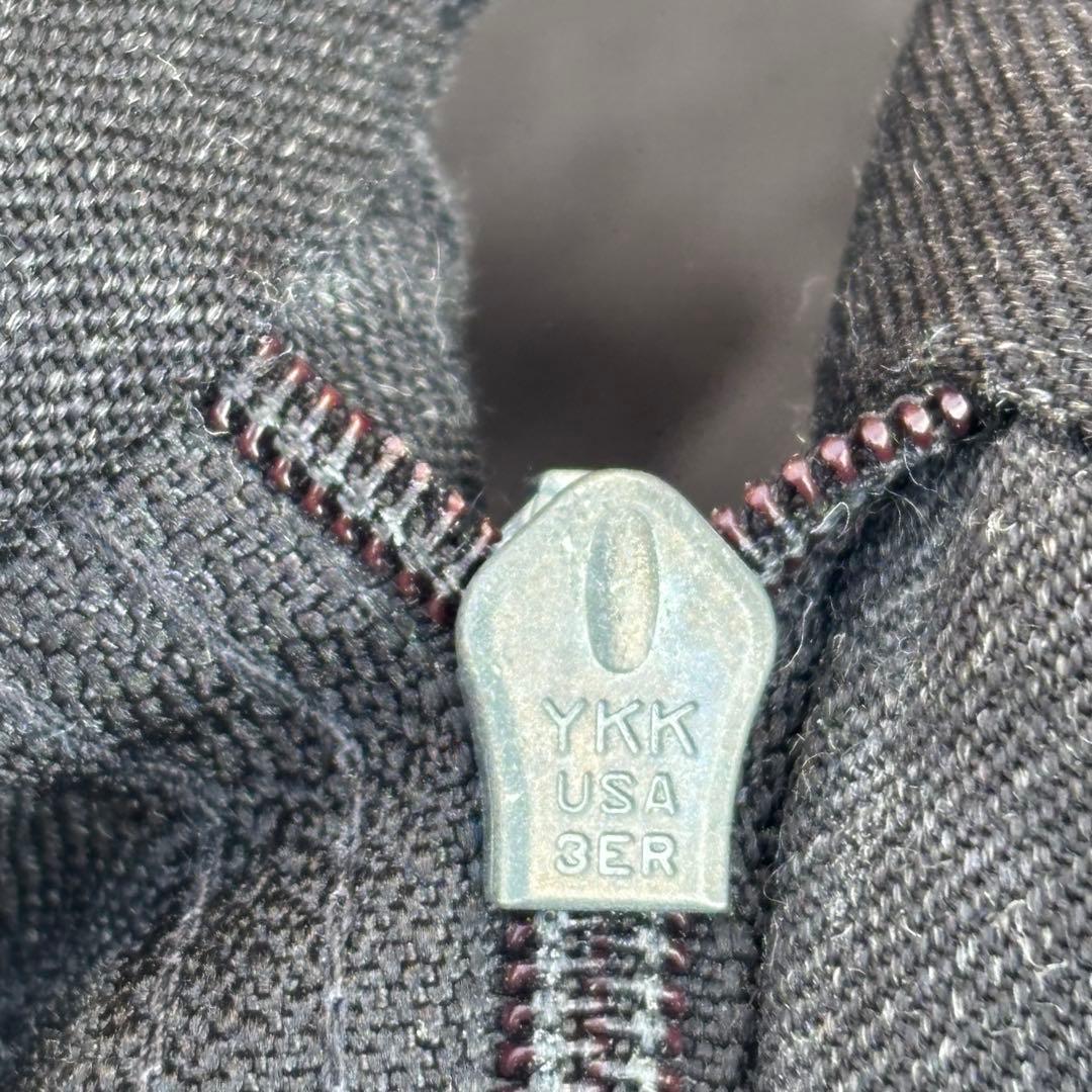 80s カナダ製 レーヨン混 ワイドスラックス 3タック ブラック 絣 フェード