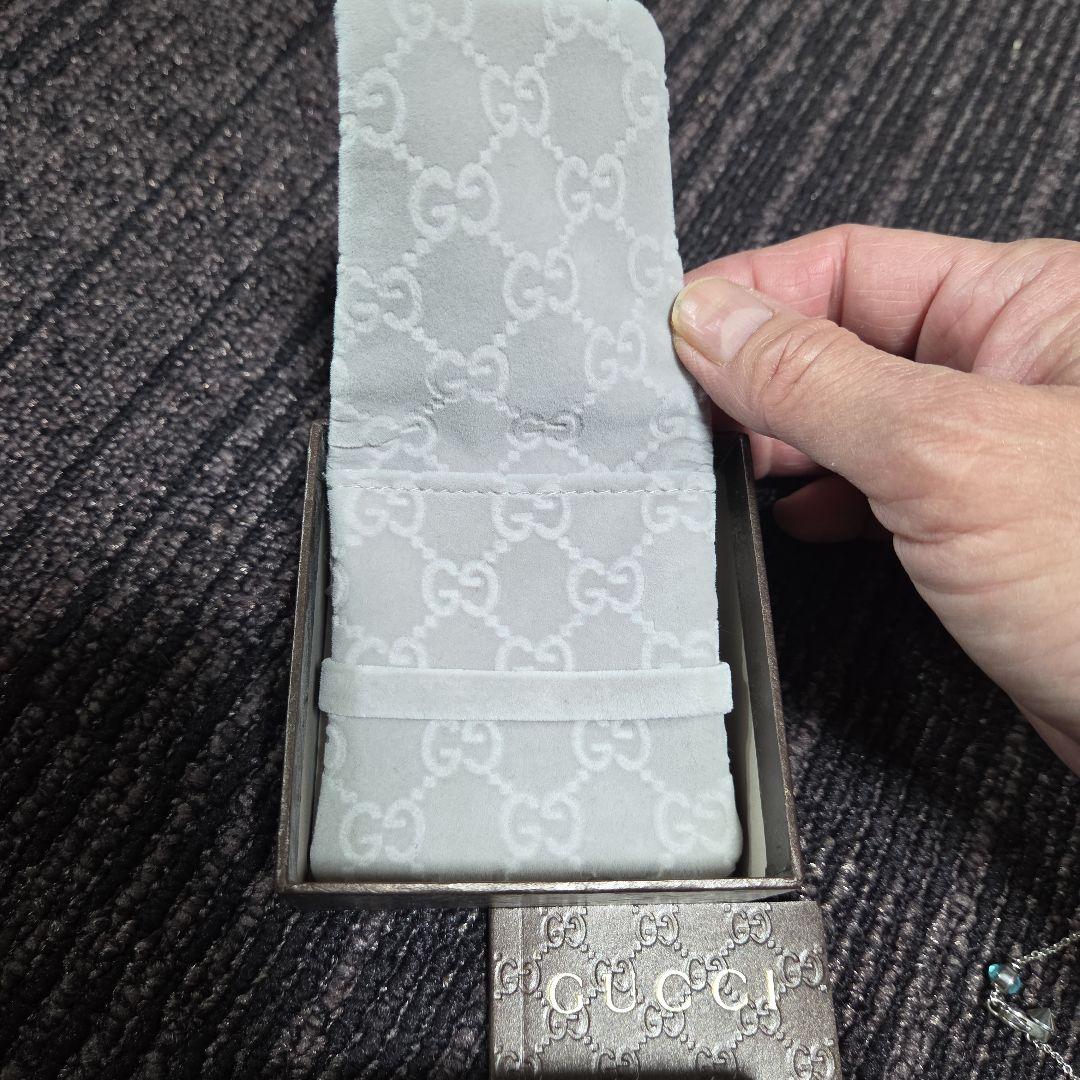 GUCCI ハート型チャーム ネックレス　AG925　ハートブルー