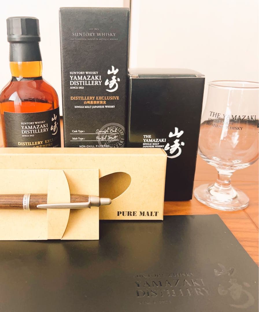 値下！【山崎蒸留所限定♡】ウイスキー　180ml原酒　山崎グラス➕ボールペン付き