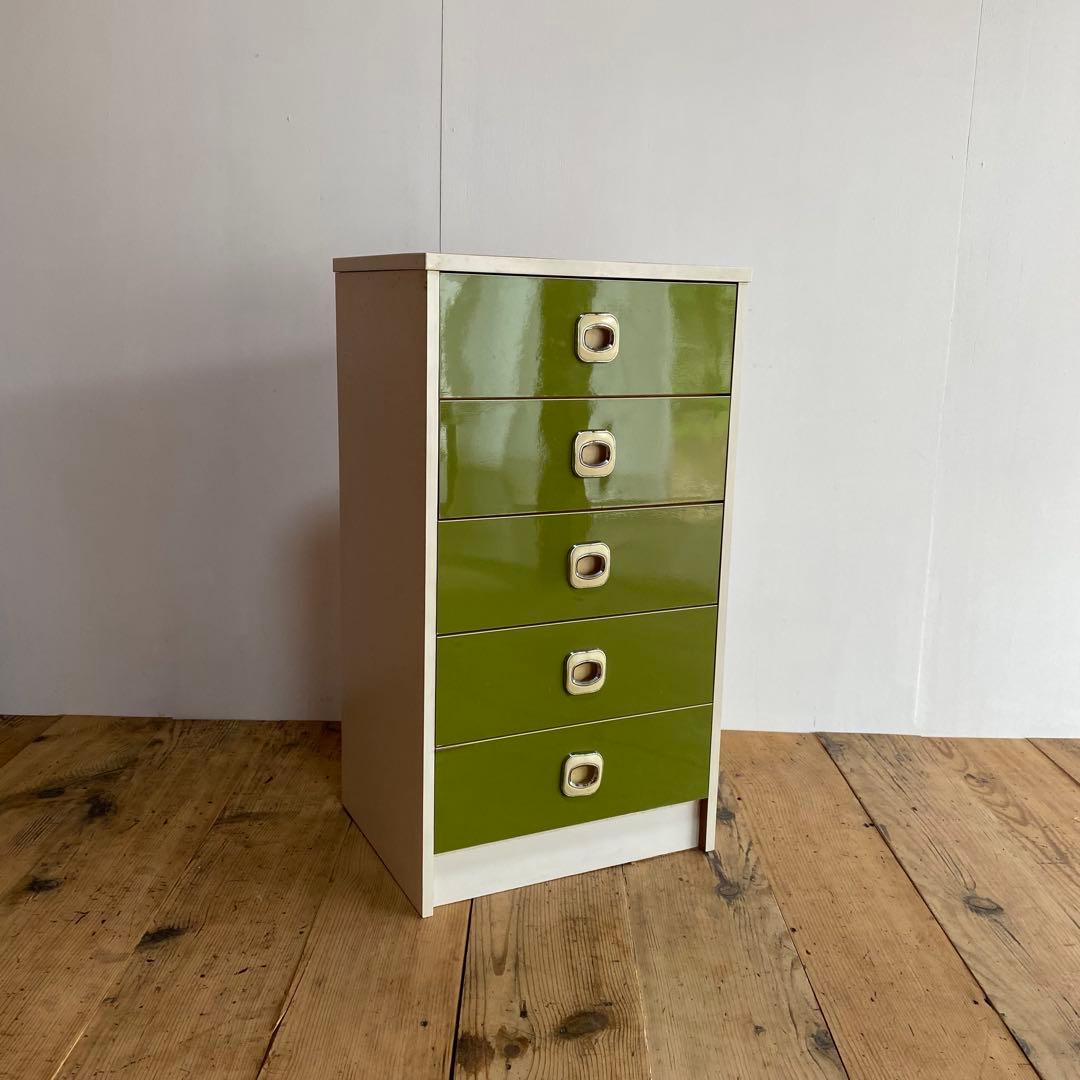レトロポップ チェスト 棚 5段 昭和レトロ グリーン z813