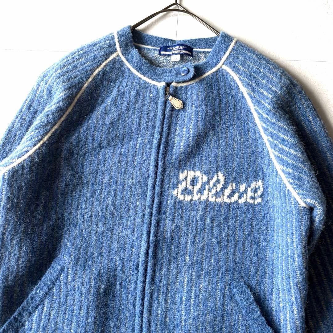 バーバリーブルーレーベル　アルパカ混　ジップアップ　カーディガン　M