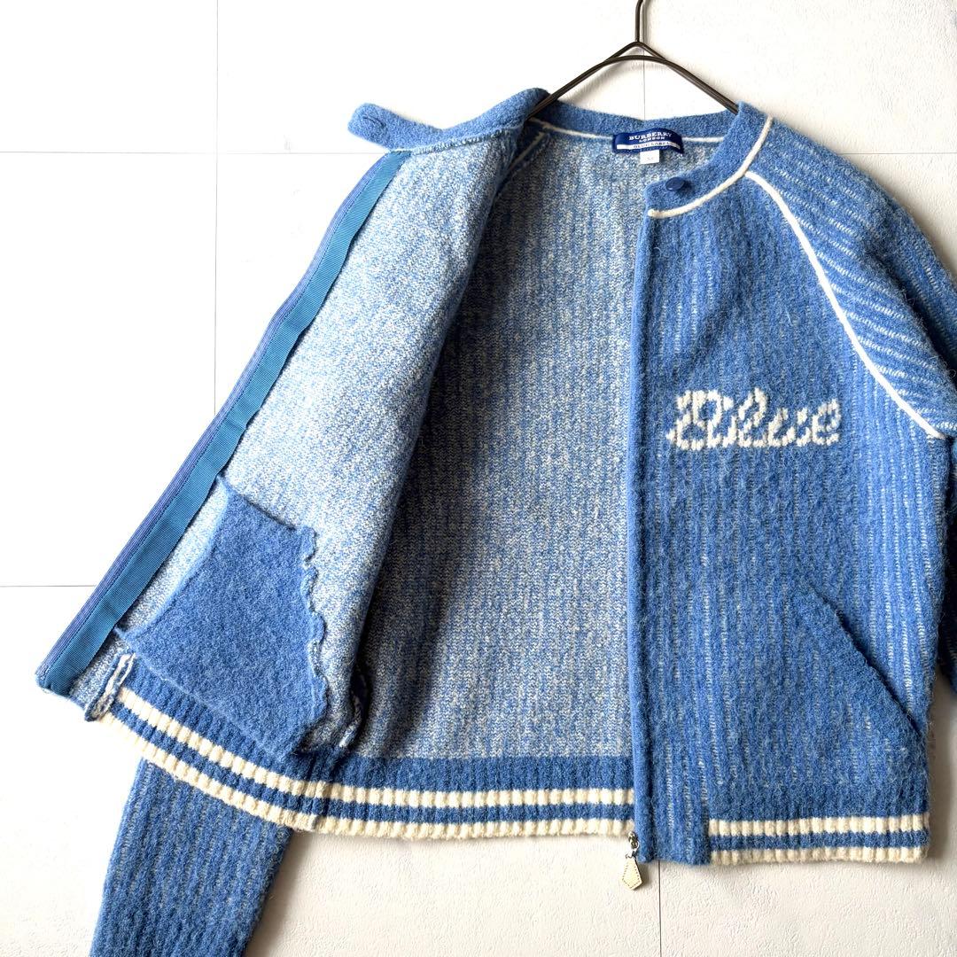 バーバリーブルーレーベル　アルパカ混　ジップアップ　カーディガン　M