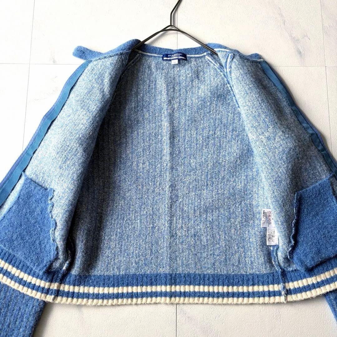 バーバリーブルーレーベル　アルパカ混　ジップアップ　カーディガン　M