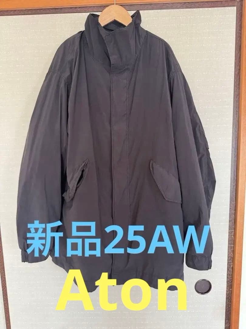 新品　25aw Aton ブラック ショートモッズコート サイズ04