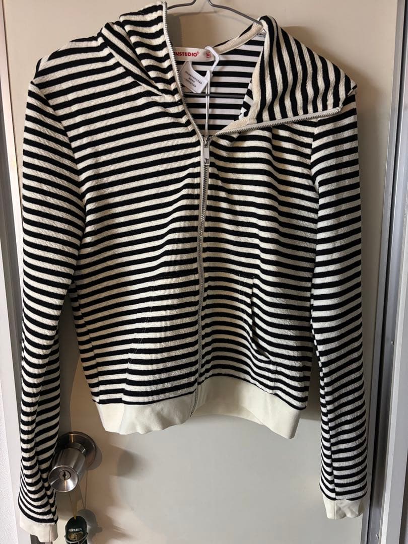1jinnstudioストライプ 猫耳フード付きパーカー　新品未使用
