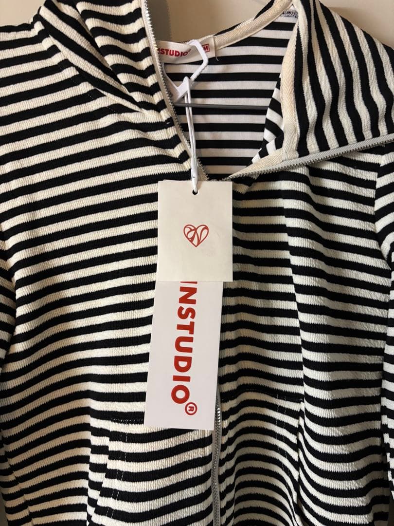 1jinnstudioストライプ 猫耳フード付きパーカー　新品未使用