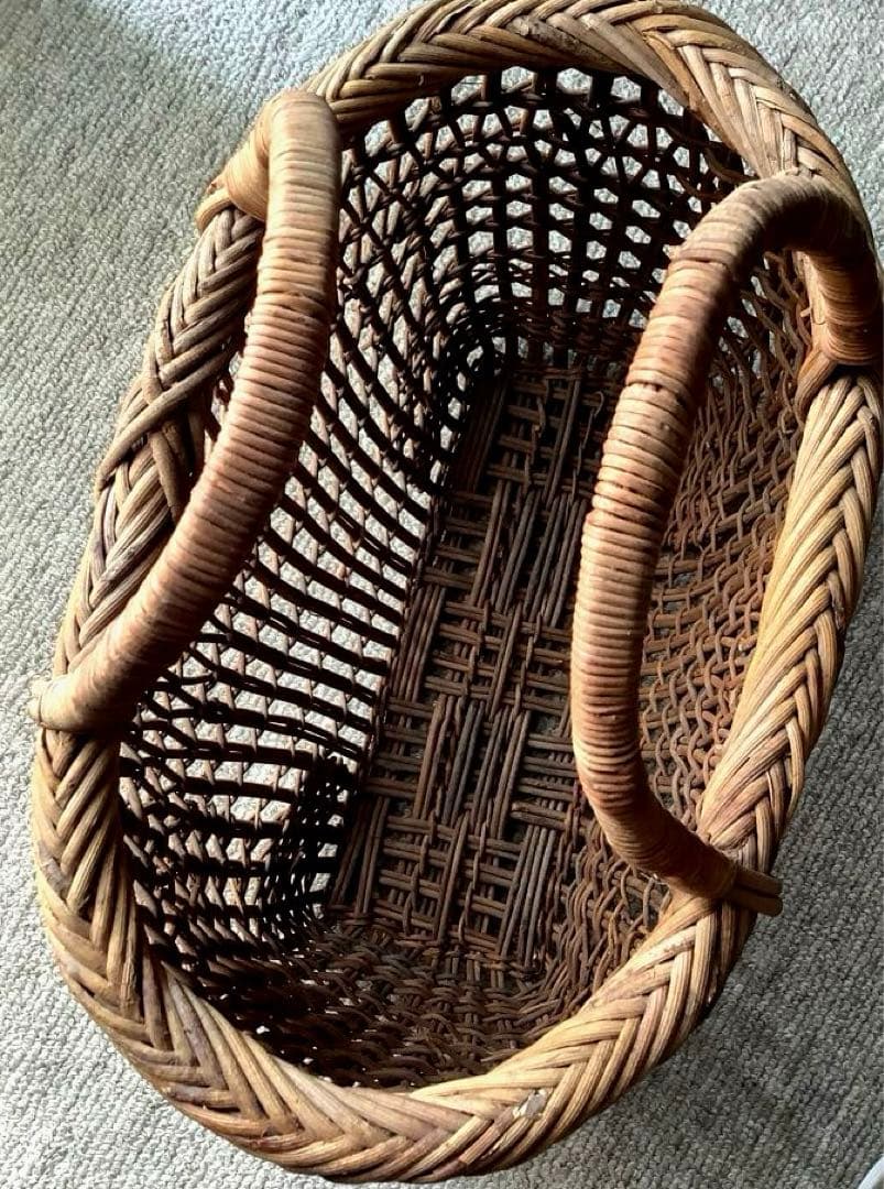 つる細工　手編み　かごバッグ　天然素材　和装　ナチュラル