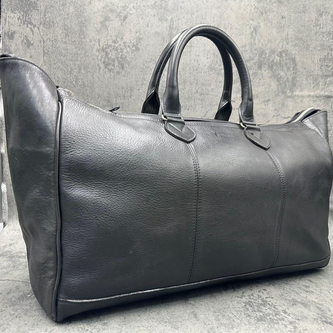 美品 イザック ヨウジヤマモト ボストンバッグ 旅行 ハンド シボ革 黒 メンズ