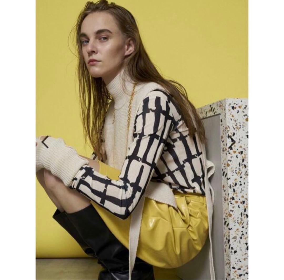 MAISON SPECIAL　ドローイングチェックタートルトップス 黒