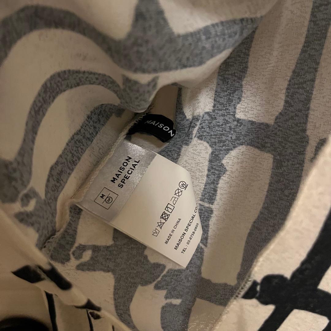 MAISON SPECIAL　ドローイングチェックタートルトップス 黒