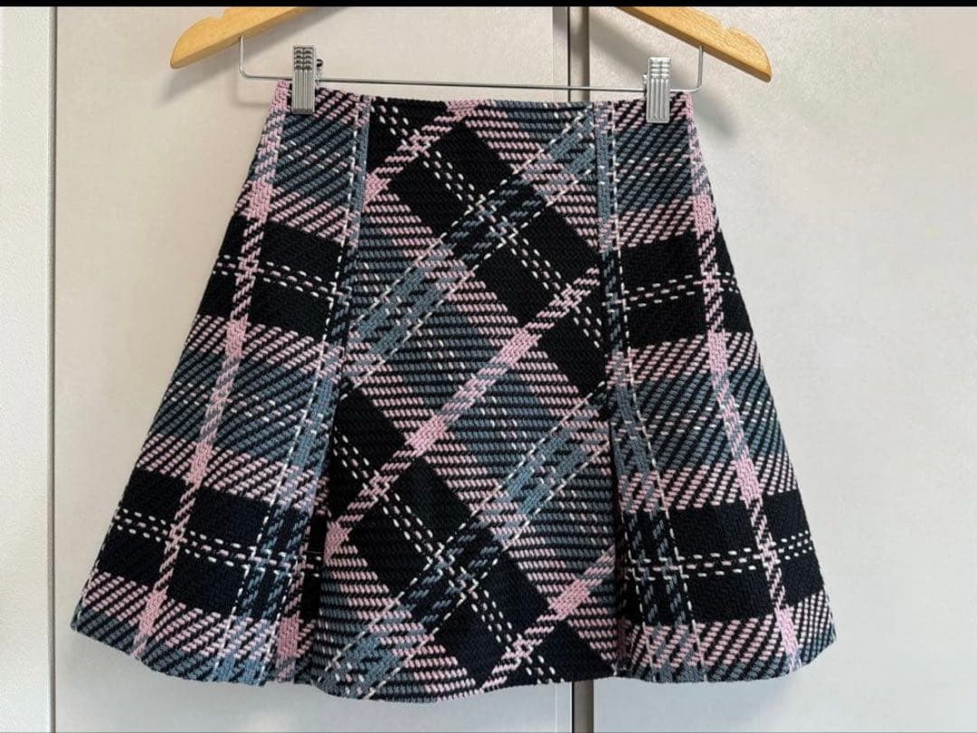 SNIDEL ロービングチェックミニスカート　サイズ0 BLK