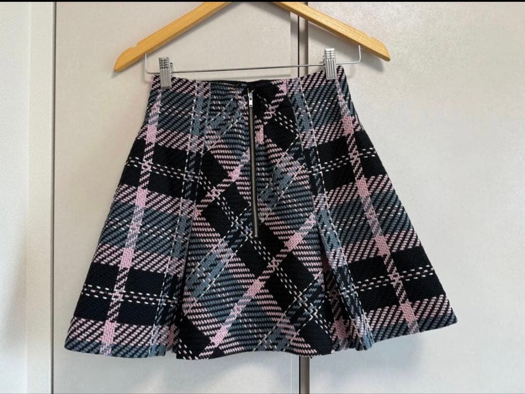 SNIDEL ロービングチェックミニスカート　サイズ0 BLK