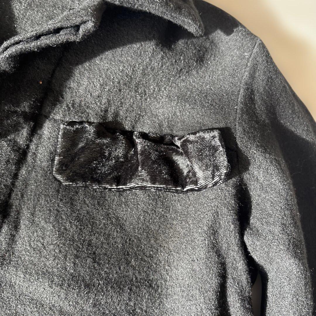 ビンテージ【ウール縮絨】トリココムデギャルソン　ジャケットS 黒　きりかえ　比翼