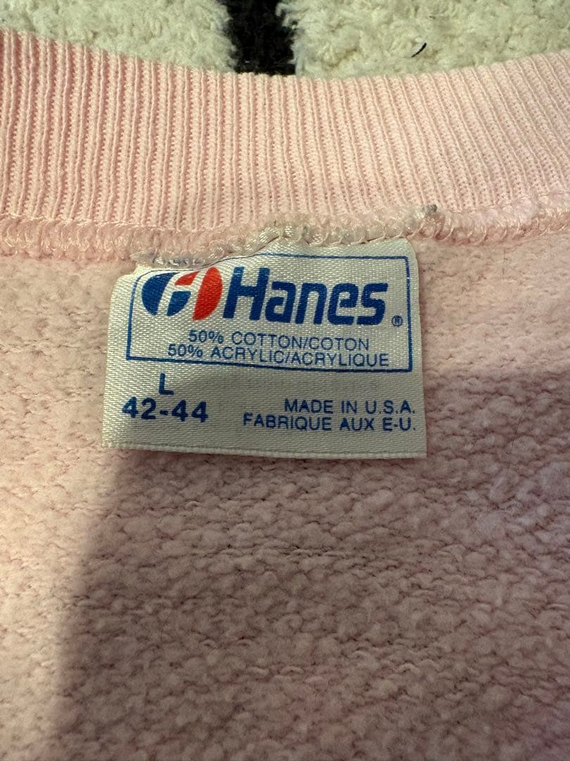希少80s ヘインズ USA製 ヴィンテージ スウェット L ピンク　古着