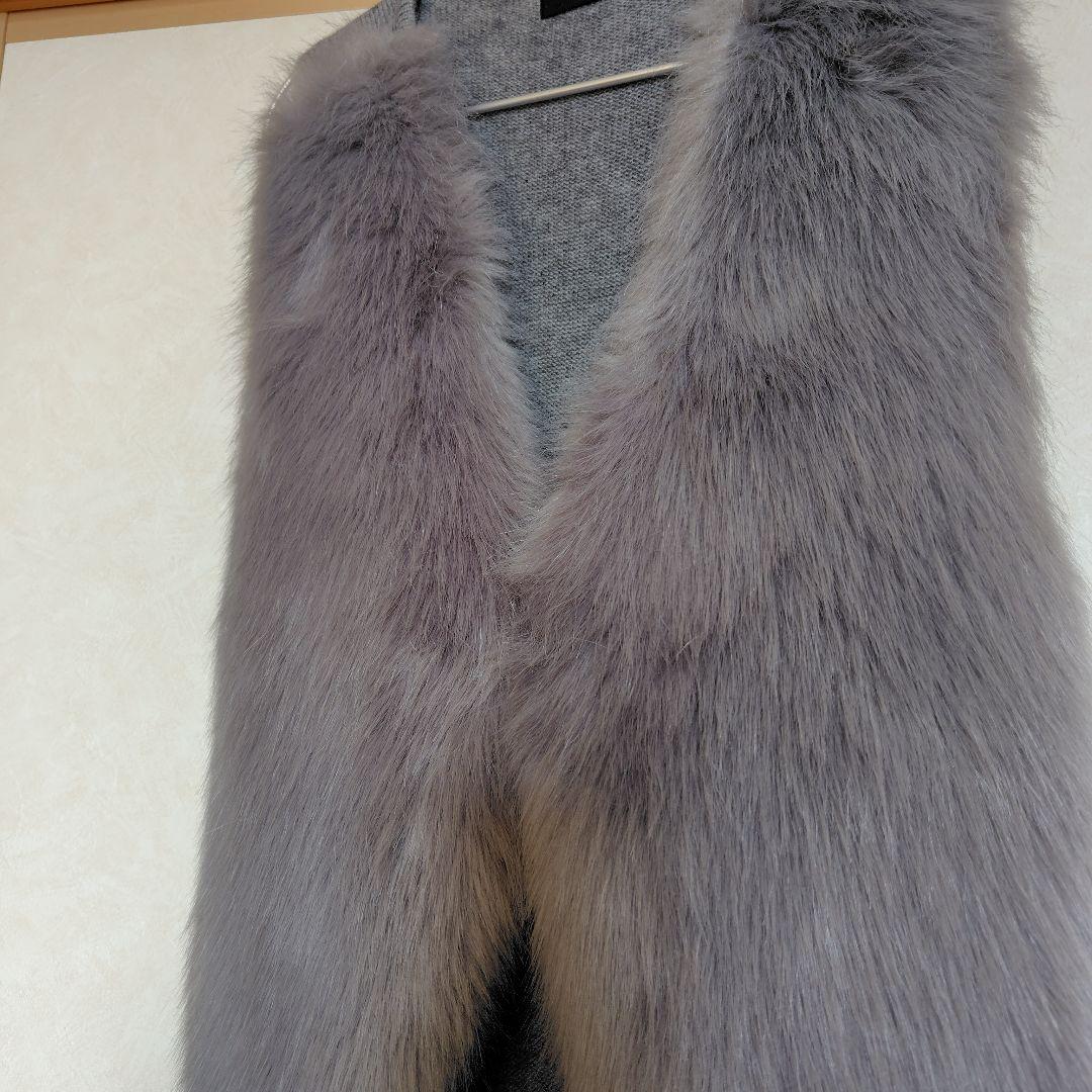 アルアバイル　フェイクファー　ショートジレ　グレー　02サイズ