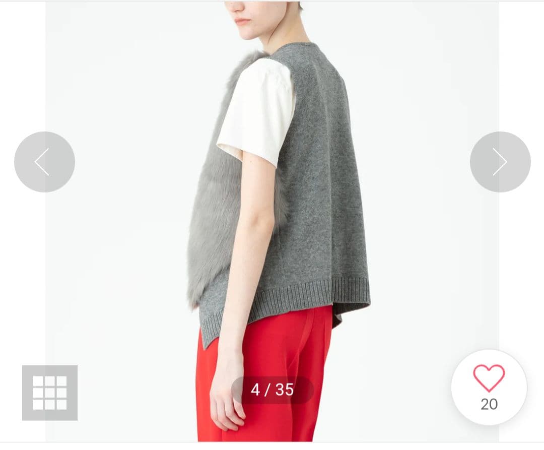 アルアバイル　フェイクファー　ショートジレ　グレー　02サイズ