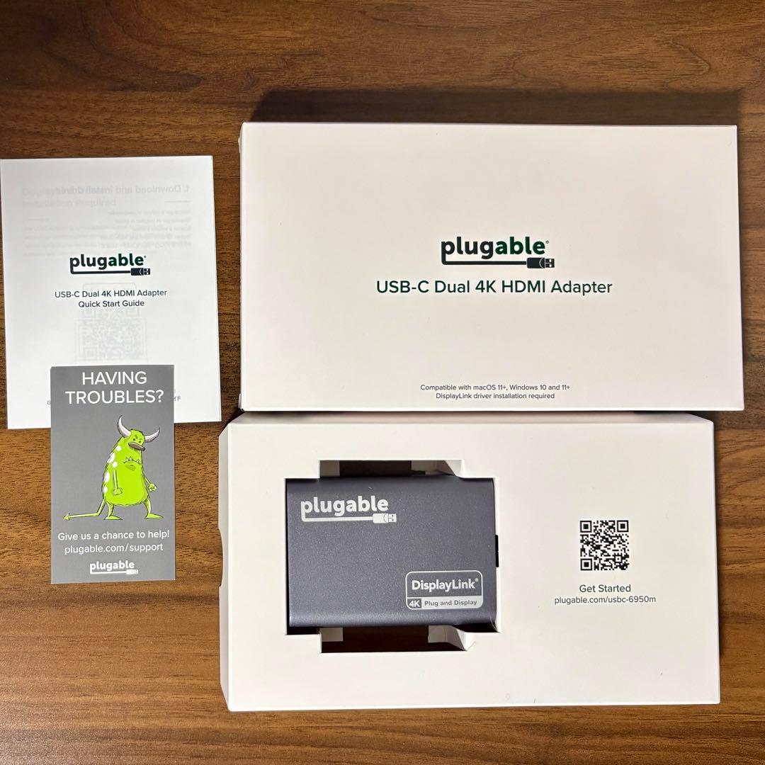 美品 plugable USBC-6950M DisplayLink（4K対応）