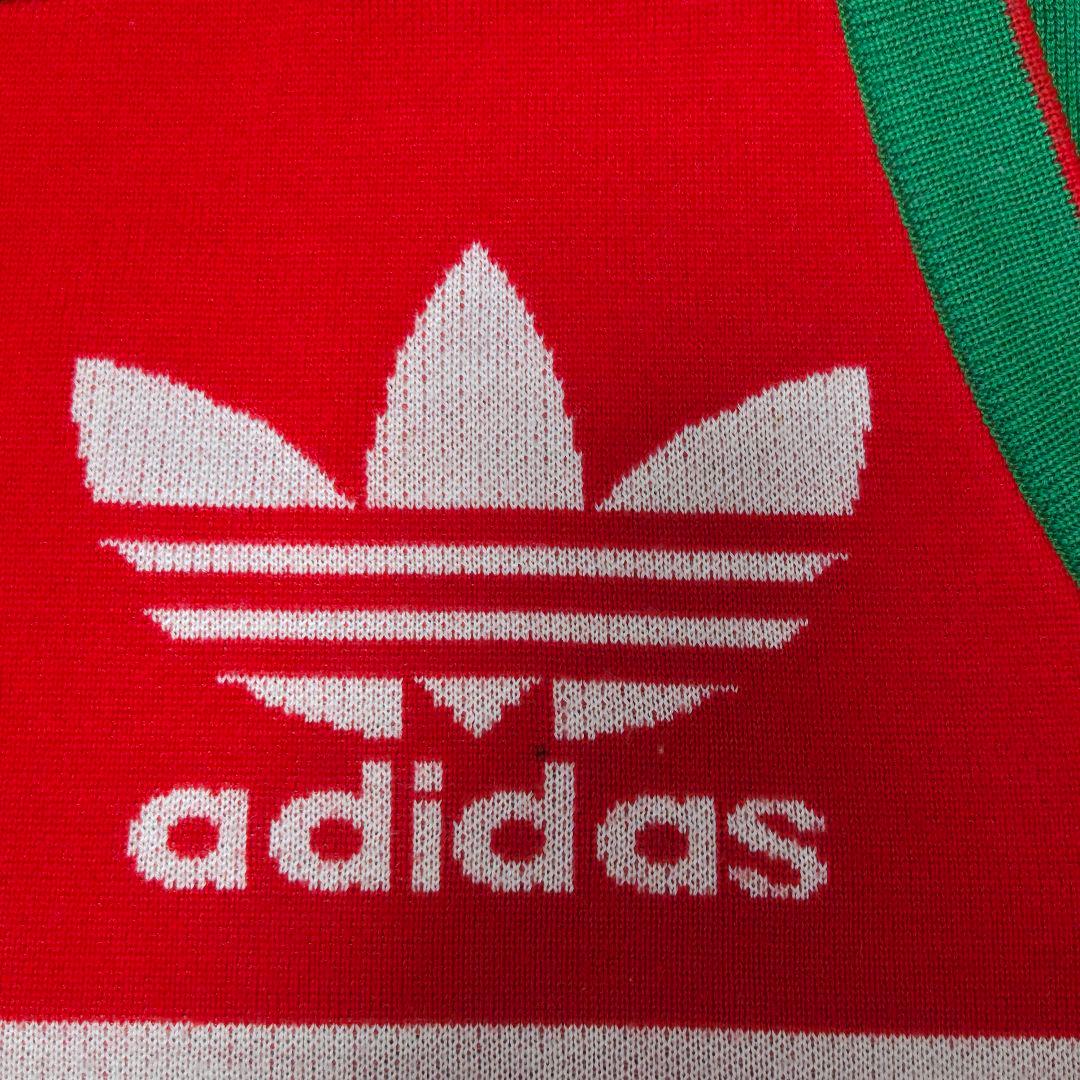 アディダス ニット 長袖 ビッグロゴ デサント社製 グリーン レッド サイズO