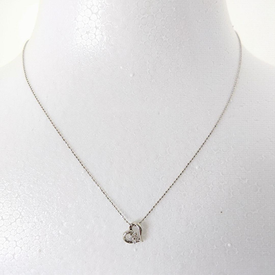 lalala商品 4°C K18WG ハート型ダイヤモンドネックレス