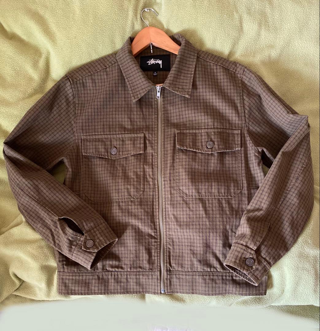ガ*生様 stussy ステューシー オリーブ　チェック ガレージ ジャケット