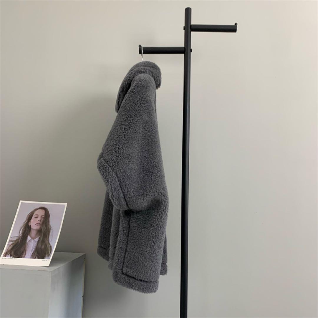 新品未使用 ベアポンチョ　アルパカ素材 グレー テディベア ケープ