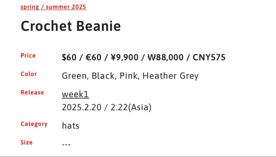 supreme Crochet Beanie グレー