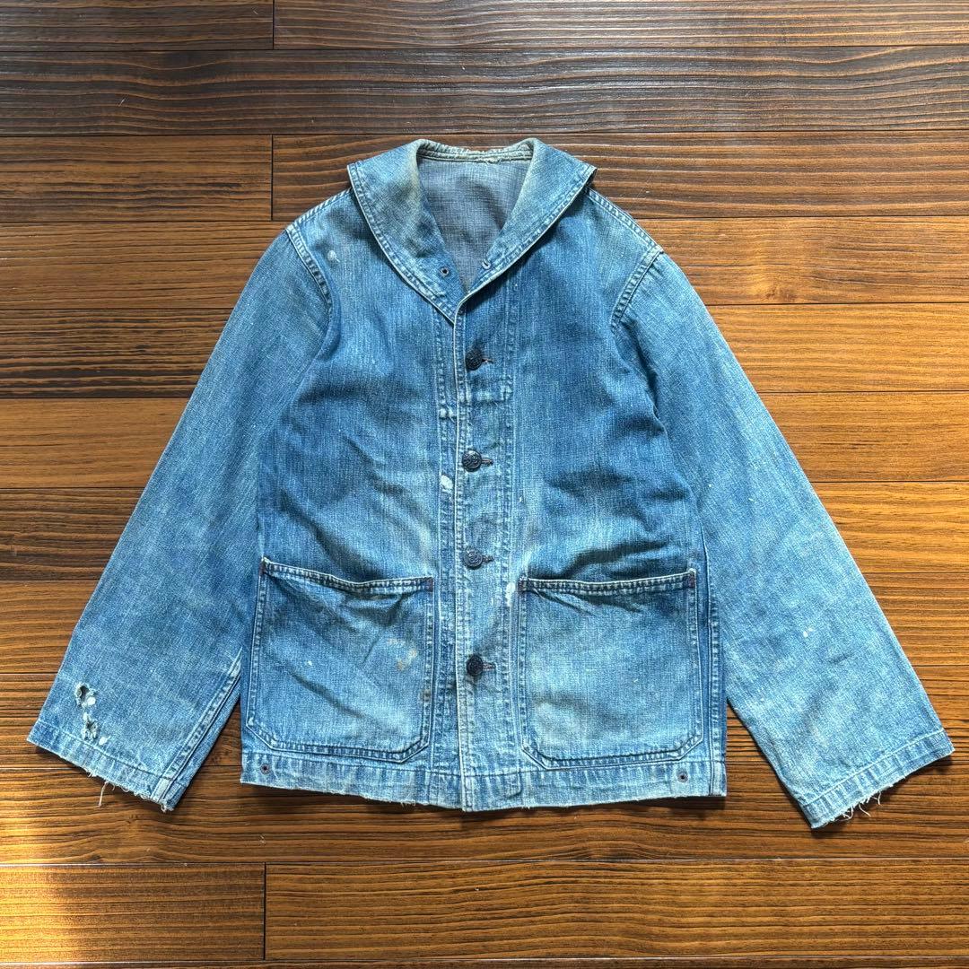 セ*ド様 40s USNAVY ショールカラー カバーオール ステンシル　ヘチマ