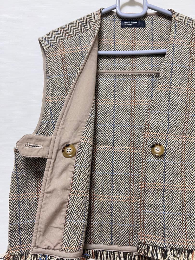 北欧暮らしの道具店 よしいちひろさんコラボ　ヘリンボーン柄ベスト