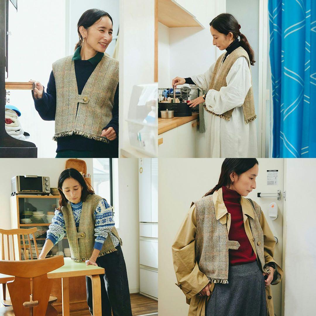 北欧暮らしの道具店 よしいちひろさんコラボ　ヘリンボーン柄ベスト