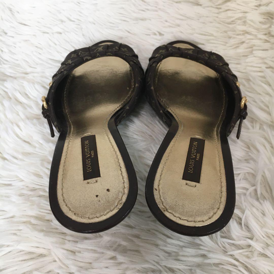 【極美品】ヴィトン ミュール ヒールモノグラム オープントゥ ゴールド金具