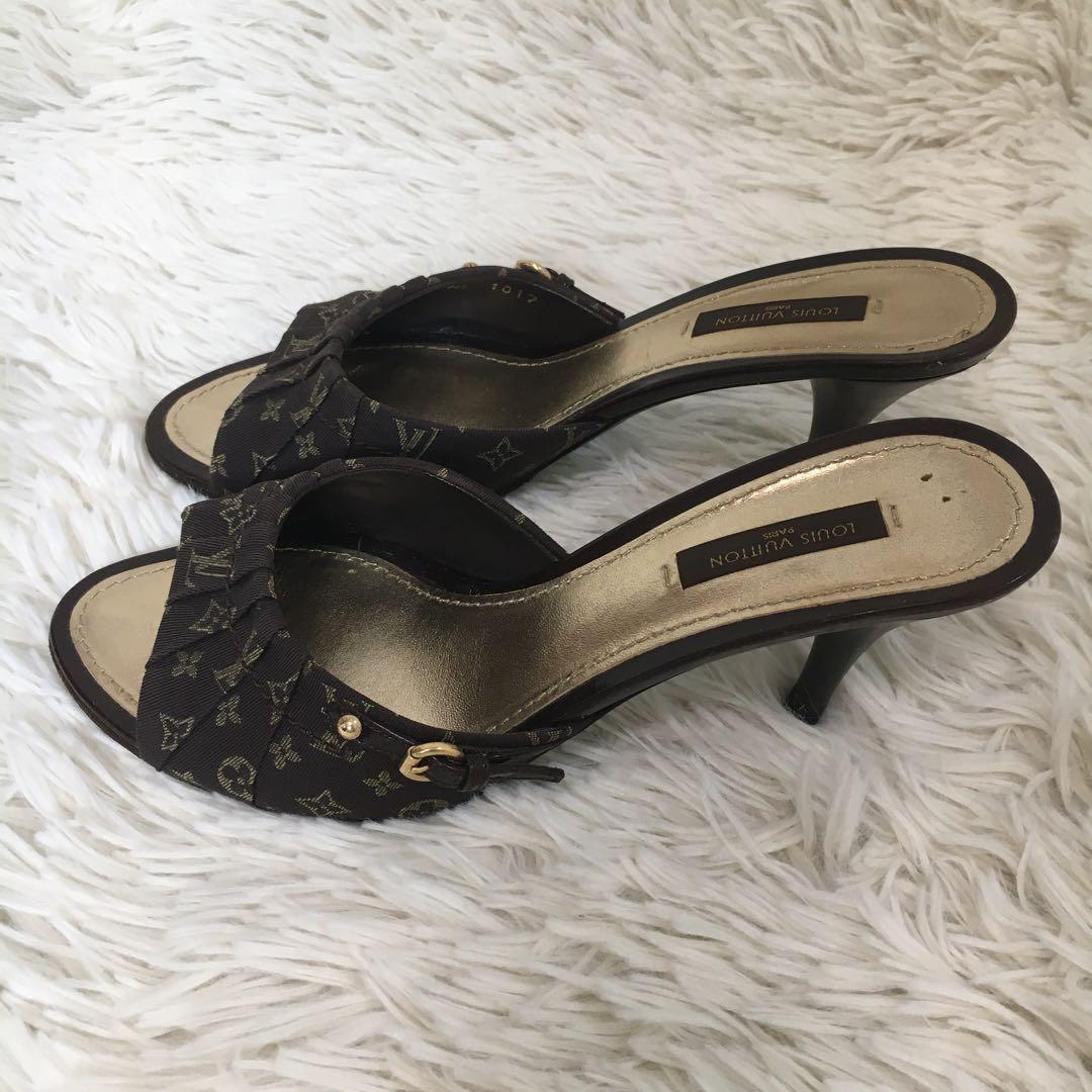 【極美品】ヴィトン ミュール ヒールモノグラム オープントゥ ゴールド金具