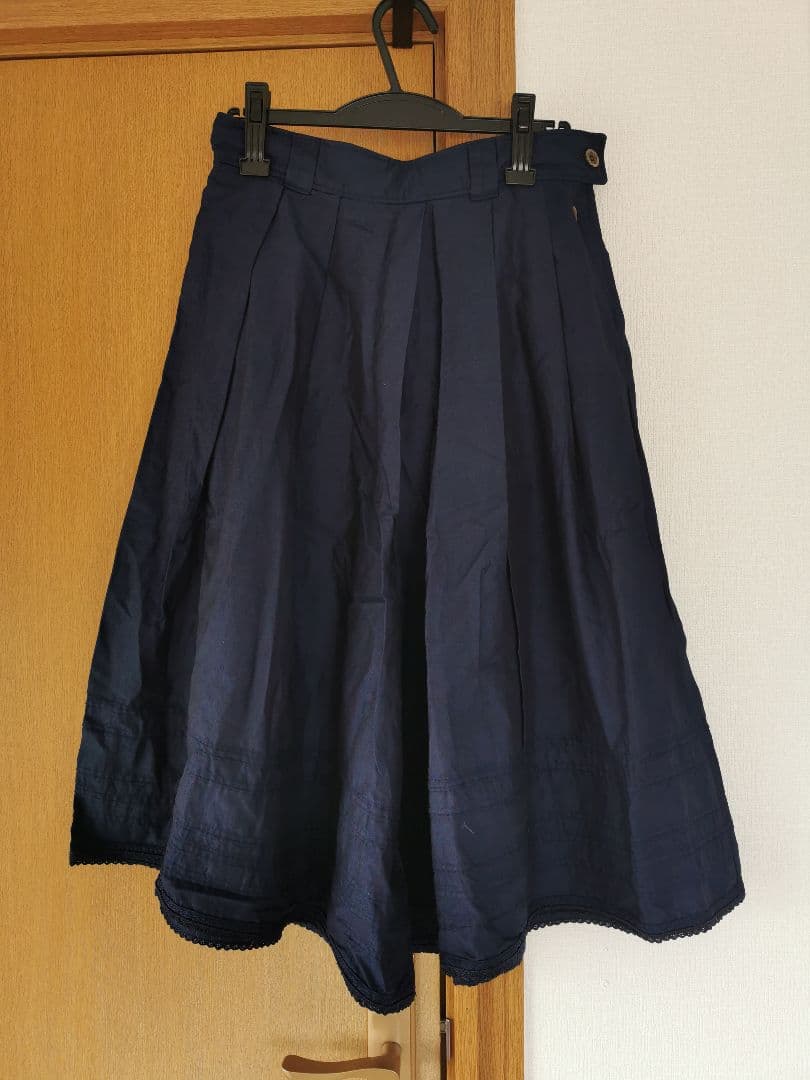 27 薄オックスのレースキュロット（インディゴ）
