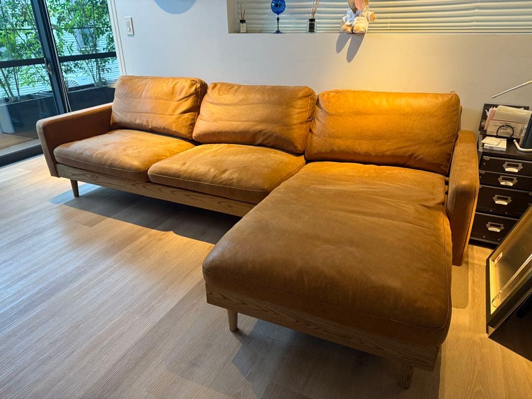 Crash Gate ブラウン レザーテックス　カウチソファ（送料込み）