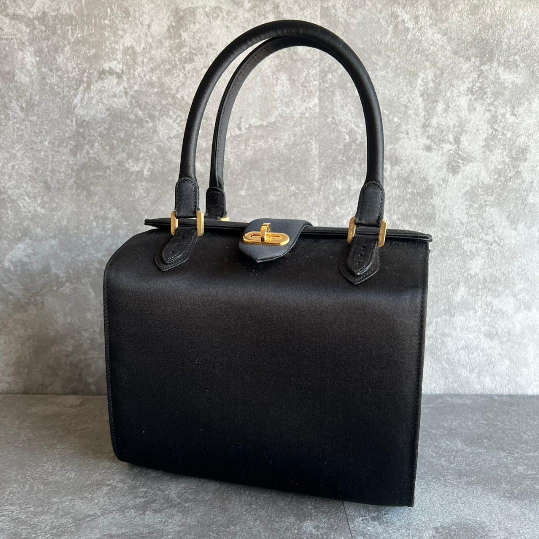 ✨極美品✨ MORABITO モラビト オルセー ハンドバッグ サテン　 黒