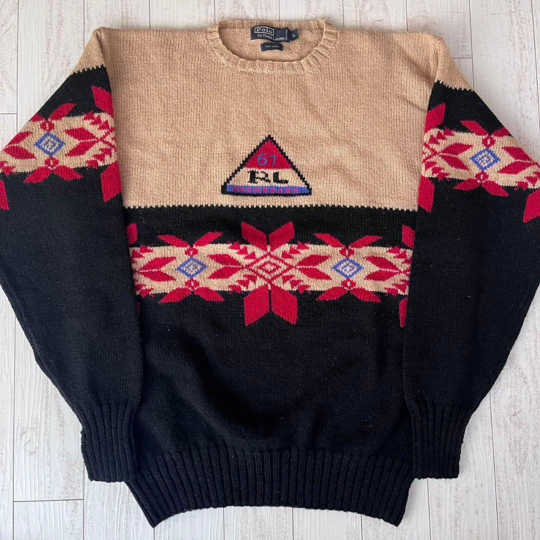 90s ヴィンテージ　ポロラルフローレン　ノルディック　ニット　セーター　古着