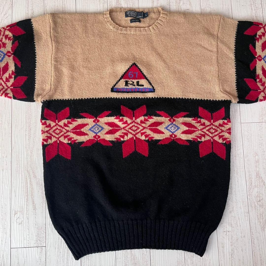 90s ヴィンテージ　ポロラルフローレン　ノルディック　ニット　セーター　古着
