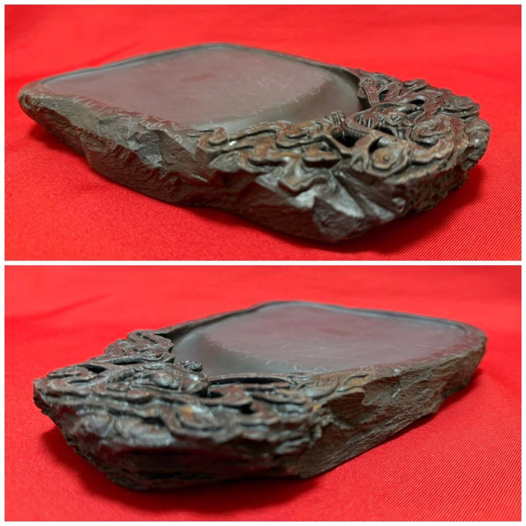 未使用 ★☆ 硯 端溪硯 箱付 雲龍鳳硯 端渓 彫硯 書道 書道具 中国