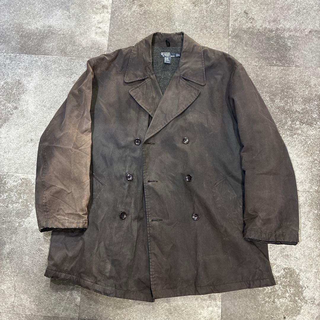 古着 POLO RALPH LAUREN フェード オイルドジャケット Pコート
