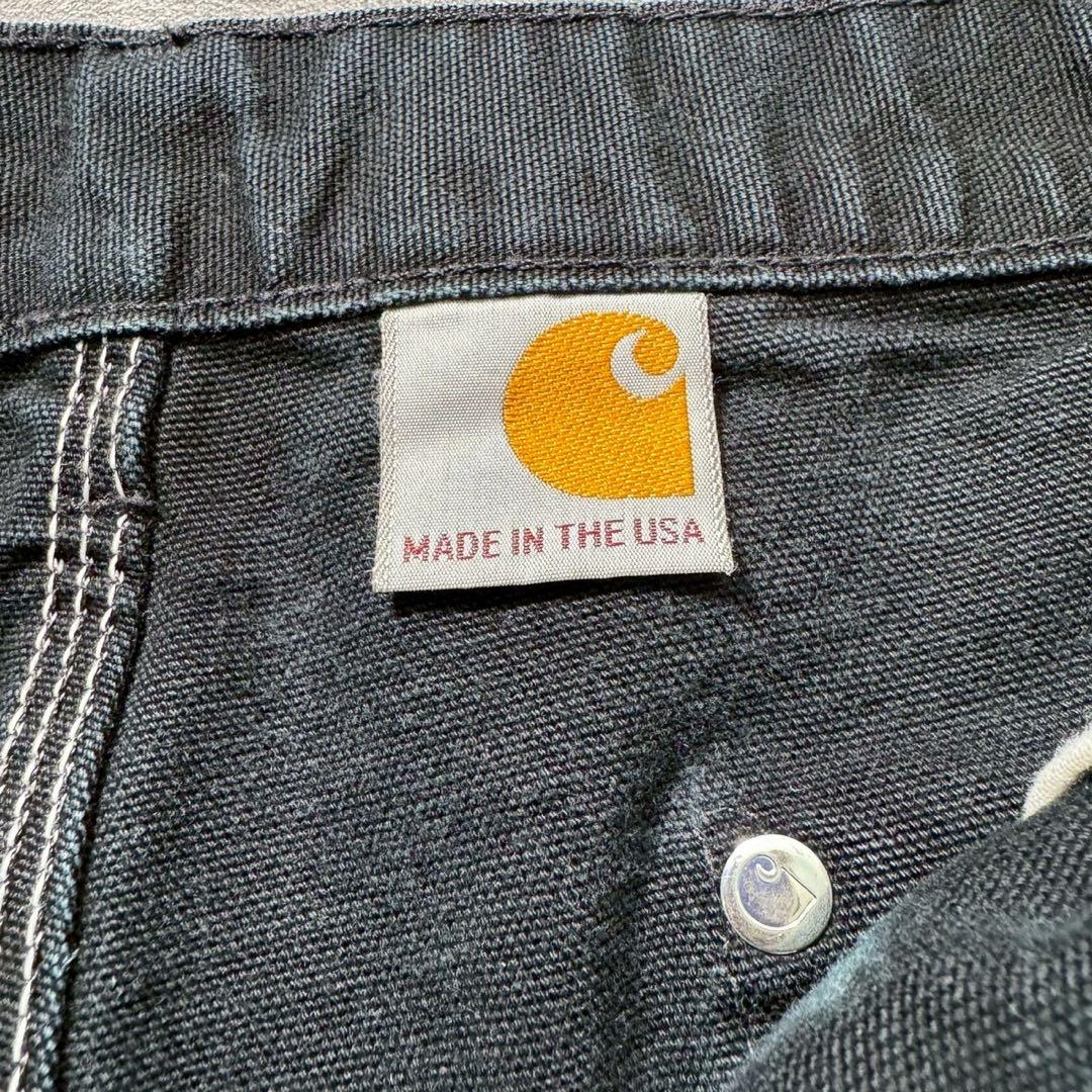 美品USA製カーハートダブルニーダックパンツブラック黒W35L31古着ワーク
