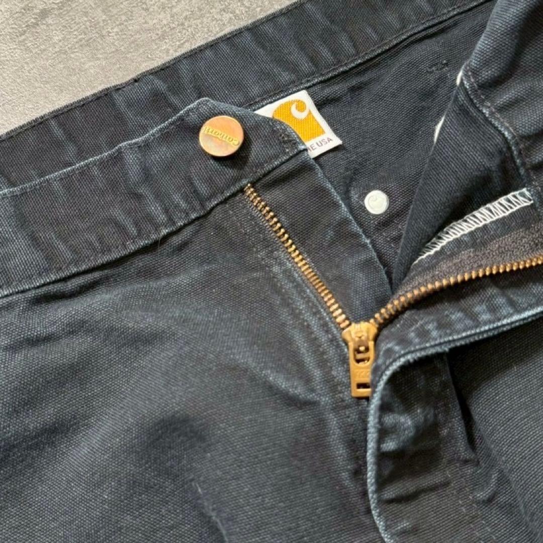 美品USA製カーハートダブルニーダックパンツブラック黒W35L31古着ワーク