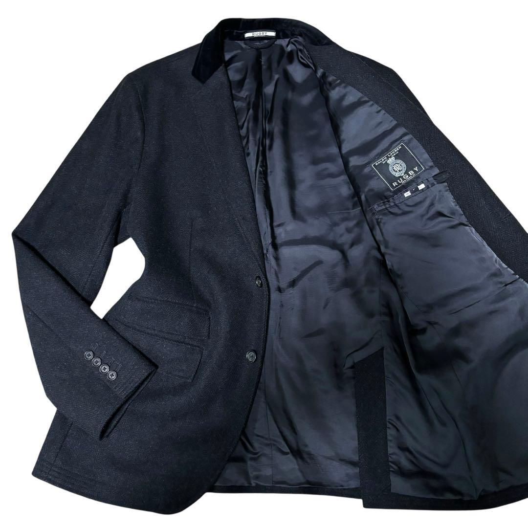 美品☆ラルフローレンラグビー　テーラードジャケット　ダークグレー　カシミヤ　L