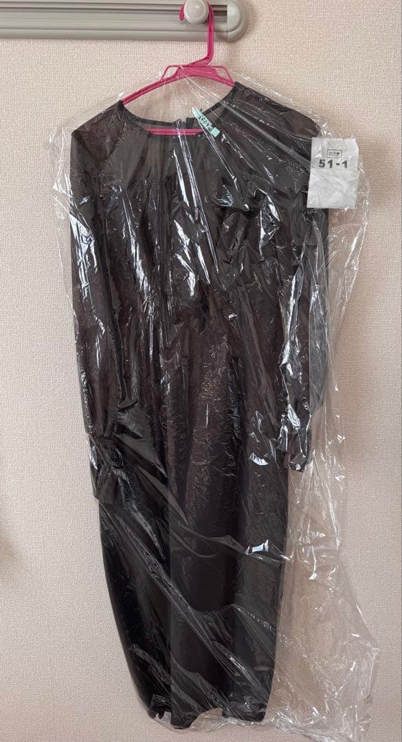 niana ビスチェ風ボリュームスリーブシフォンドレス チャコール Mサイズ