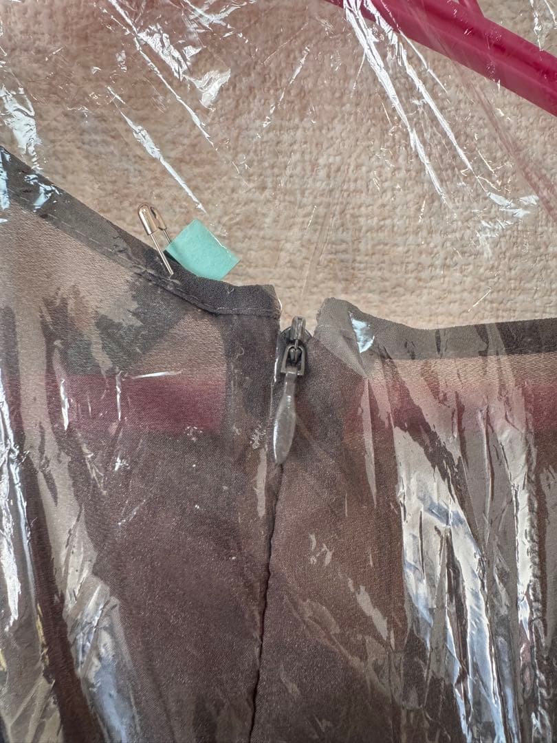 niana ビスチェ風ボリュームスリーブシフォンドレス チャコール Mサイズ