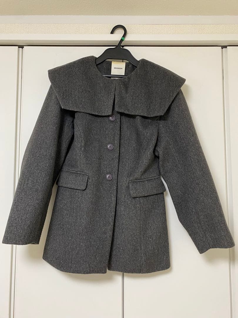 GIUNON giunon ジウノン ビッグカラーコート チャコールグレー