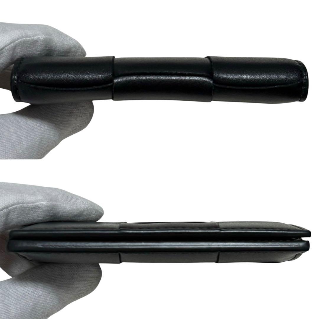 ボッテガヴェネタ 現行 カセット マキシイントレチャート 名刺入れ レザー 黒