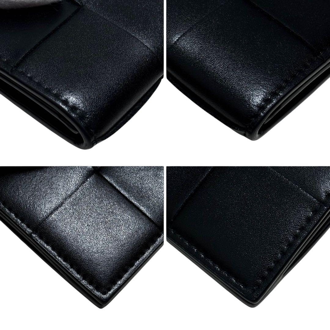 ボッテガヴェネタ 現行 カセット マキシイントレチャート 名刺入れ レザー 黒