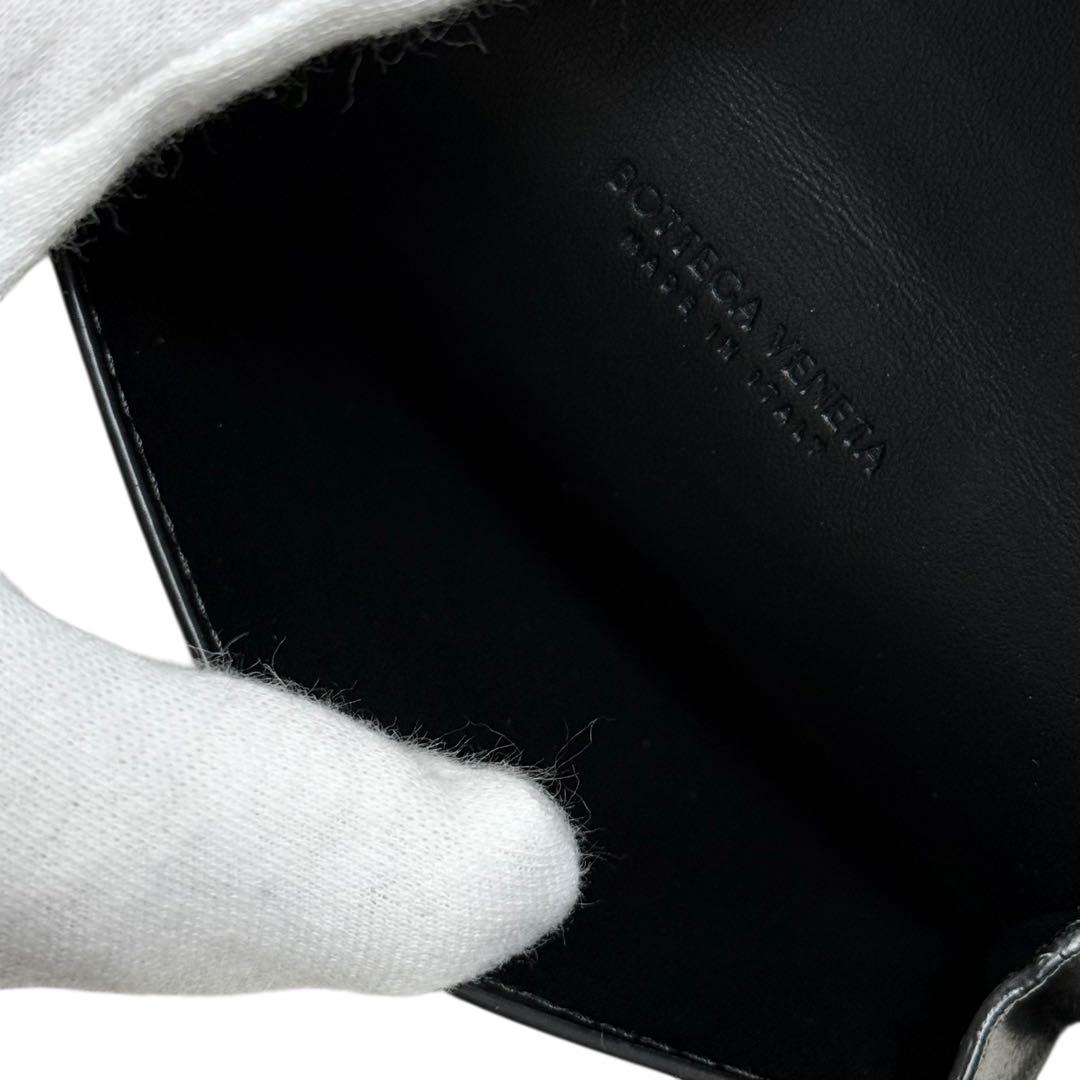 ボッテガヴェネタ 現行 カセット マキシイントレチャート 名刺入れ レザー 黒