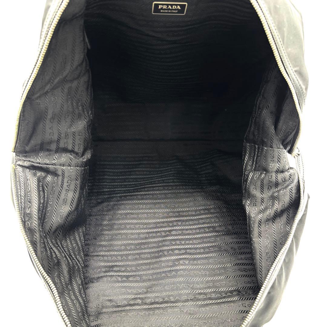 極美品 プラダ トートバッグ ボストンバッグ 三角ロゴ 白タグ 南京錠 鍵付 黒