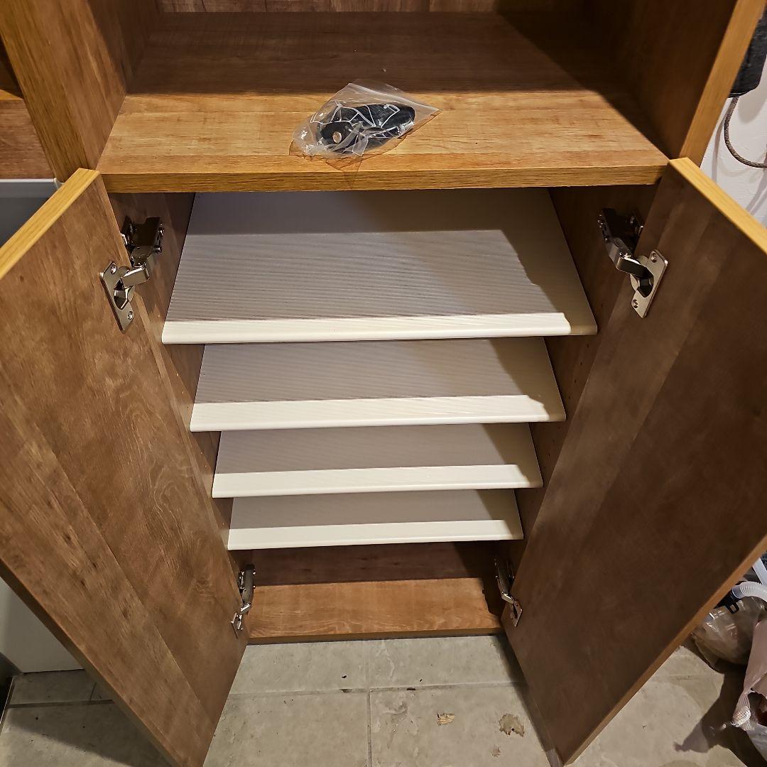 美品 木目柄シューズボックス ハイタイプ 靴箱