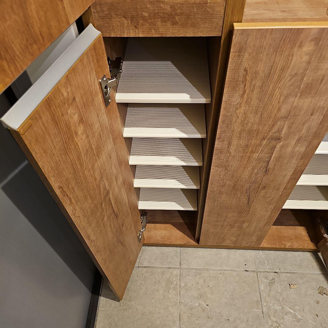 美品 木目柄シューズボックス ハイタイプ 靴箱